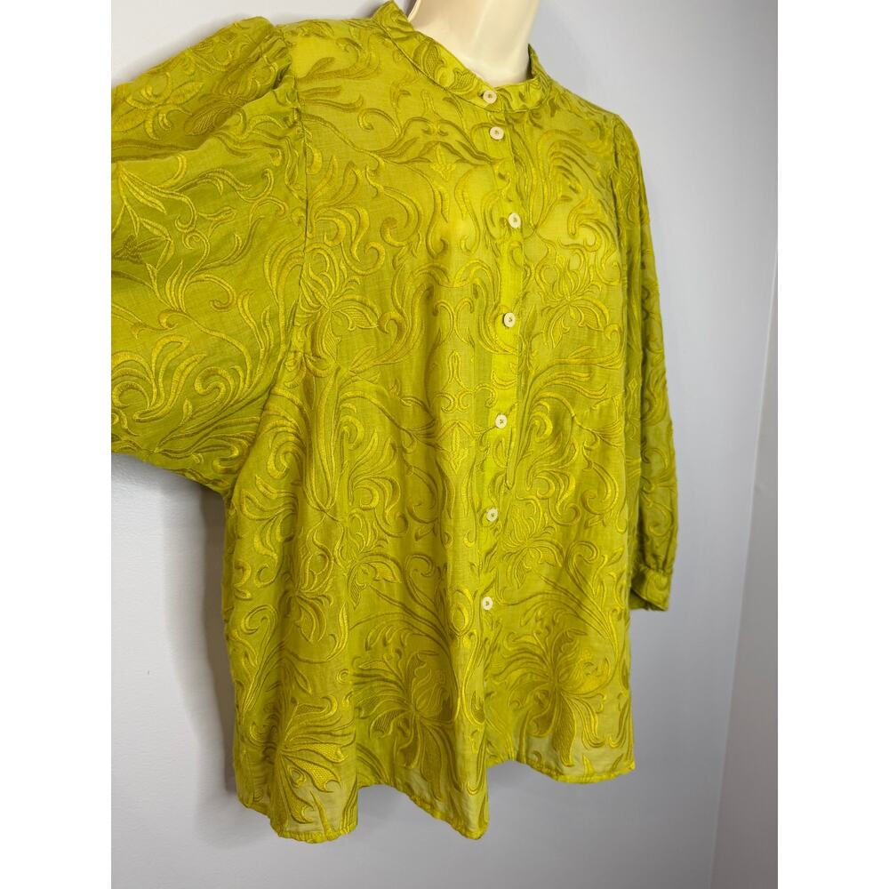 Pilcro Anthropologie Bella Embroidered Buttondown Blouse Line Relax Women's 2X - Picture 12 of 14